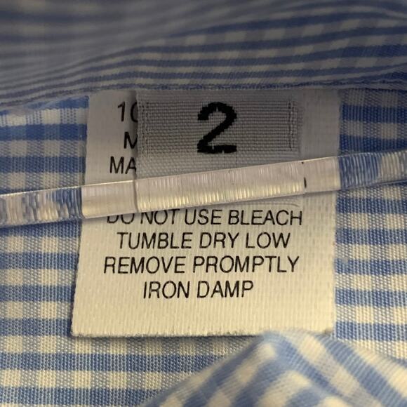 SS07 Size 38 Blue White Gingham Cotton Button Down Collar Short Sleeve Shirt - Picture 6 of 7